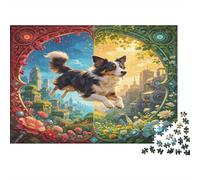 Pastor Saltando Puzzle de 1000 Piezas Papel para Adultos Bosque Ciudad fantástica Juego de Puzzle 1000 Piezas Relajación Hogar Regalo 52x38cm/1000pcs