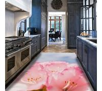 Pastoral boho 180x300cm Alfombra for salon Pink floral estampado antideslizante Backing lavable Alfombrilla Close Up Flower Print Large Tapete resistente a manchas Home Decor dormitorio Aesthetic