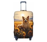 Pastoral Girasol Corgi Fundas de equipaje de viaje, fundas elásticas para maleta, protector para equipaje de 18 a 32 pulgadas, Black, M