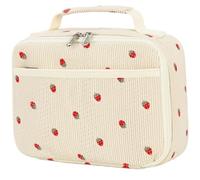 Pastoralist Bolsa de almuerzo con tela de pana de patrón de fresa y fresa