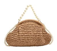 Pastoralist Bolso de Cartera de Paja Tipo de Bolso Tejido Tejido con Cadena de Perlas Summer portátil de Paja