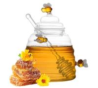 Pastoralist Honey Pot y Drizzler Frasco de Miel de 450 ml con Cubos y Tapa de Recipiente de Miel de Miel de Miel para Accesorios para la Cocina del hogar l, Recipiente de Miel
