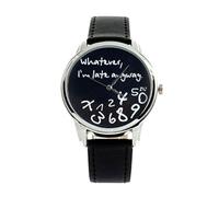 Pastoralist Unisex Mujeres Mujeres Damas Chicas lo Que Sea, llego Tarde de Todos Modos me encantan los Relojes de Cuero de Cuero Relojes de muñeca de Cuarzo | Relojes Inteligentes