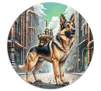 Pastores alemanes 1.000 Piezas, Puzzle, Puzzle Adultos para Aliviar El Estrés, Mascotas Lindas Redondo Puzzle, Juegos Intelectuales para, Juguetes Creativos contra El Estrés,