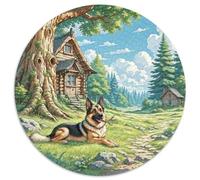 Pastores alemanes 1.000 Piezas, Puzzle, Puzzle Adultos para Aliviar El Estrés, Mascotas Lindas Redondo Puzzle, Juegos Intelectuales para, Juguetes Creativos contra El Estrés,