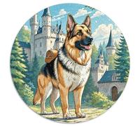 Pastores alemanes 1.000 Piezas, Puzzle, Puzzle Adultos para Aliviar El Estrés, Mascotas Lindas Rompecabezas Circular, Juegos De Puzzle, Juguetes Creativos contra El Estrés,
