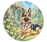 Pastores alemanes 1.000 Piezas, Puzzle, Puzzle Adultos para Aliviar El Estrés, Mascotas Lindas Rompecabezas Redondo, Juegos De Puzzle, Juguetes Creativos contra El Estrés, 10