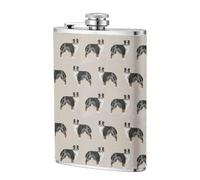 Pastores australianos lindos,Frasco de acero inoxidable 304 de 8 oz con funda de cuero sintético, frasco de bolsillo para licor plano para exteriores