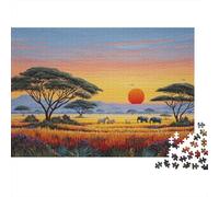 Pastos africanos de Colores Brillantes-Animales Salvajes 1000 Piezas Rompecabezas para Adultos para Amantes O Amigos Imposable 1000pcs (75x50cm)