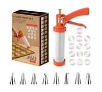 Pastry Tips Set Floral Cookie Press - Cream Piping | Dessert Injector S | 13 Mold Discs & 8 Nozzles, Manual Squeeze Extruder, ABS Food Decorating Kit, for Kitchen Baking & Party Goodies