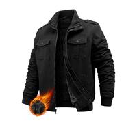 PASUDA Chaqueta Hombre Invierno Casual Cálido Chaqueta de Forro Polar Algodón Chaqueta de Militar de Transición Abrigo con Múltiples Bolsillos (Negro, M)
