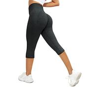 PASUDA Leggins Mujer Push Up 3/4 Capris Mallas Pantalones Deportivos Anticeluliticos Yoga Leggings de Cintura Alta Elásticos Barriga Control Pantalones Deporte para Fitness Correr (Negro, M)