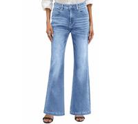 PASUDA Vaqueros Mujer Elásticos Pantalones de Campana Cintura Alta Jeans Flare Pantalones Bootcut Vaqueros Slim Fit Retro Tallas Grandes con Bolsillos (Azul Claro, M)