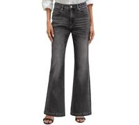 PASUDA Vaqueros Mujer Elásticos Pantalones de Campana Cintura Alta Jeans Flare Pantalones Bootcut Vaqueros Slim Fit Retro Tallas Grandes con Bolsillos (Negro Claro, XL)