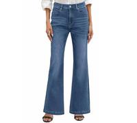 PASUDA Vaqueros Mujer Elásticos Pantalones de Campana Cintura Alta Jeans Flare Pantalones Bootcut Vaqueros Slim Fit Retro Tallas Grandes con Bolsillos (Azul Marino, S)