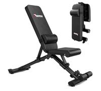 PASYOU Banco de pesas ajustable, capacidad de 660 libras, banco de entrenamiento plegable inclinado para gimnasio en casa, banco de entrenamiento de fuerza de doble marco, no requiere montaje, asiento