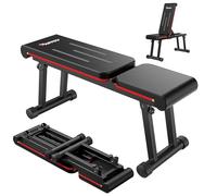 PASYOU Banco de Pesas Plano, Banco Musculación Plegable con 300KG Capacidad de Carga, Banco de pesas con ajuste multiángulo para ejercicios planos e inclinados, 2 en 1 Banco Gimnasio Doble Estructura