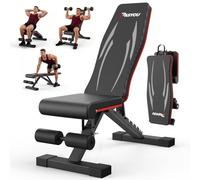 PASYOU Banco de Pesas Plegable, Carga 300kg, Banco de Fitness Ajustable Multifunción para Entrenamiento Cuerpo Completo, Banco Gimnasio con Asas para Casa y Gimnasio (PA350)