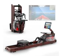 PASYOU Máquina de remo de madera de roble, plegable, con pantalla Bluetooth y 30 días de cine gratis, soporte para tabletas ajustable, 150 kg de carga