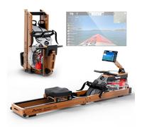 PASYOU Máquinas de remo de agua plegables de madera de roble, 350 libras de capacidad, 6 niveles ajustables con monitor