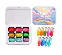 Pat Gel | 9 Farben Farbverlaufsmalerei UV/LED-Härtung | Glatte Gel-Palette, Farbverlaufs-Malgele, Zum Klopfen Von Nägeln, G Für Zuhause, Professionelle Salon-Enthusiasten, Techniker, An