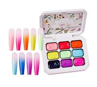 Pat Gel , Gradient Paint with 9 Color Palette, Nail Design Accessories, Sturdy Gel Painting Set for Women, Girls, Beginners, Salon, Travel, Daily Use, Styling, Home
