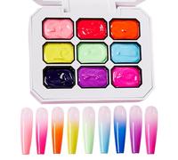 Pat Gel Polish, Gradient Manicure Gel, 9-Color Palette, Colorful Manicures Tools, Creative Painting Varnish, Artistic Design Kit for Girls and Projects, Multicolor