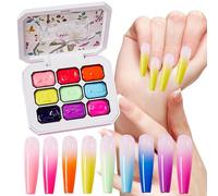 Pat Gel Polish, Gradient Painting, Palette, 9-Color Creative Set, 2.64 Inches, Sturdy Smooth Blend Texture, for Girls Manicure, Compact Nail Design, Salon Styling, Home Use