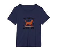 Pata de Amante de los Perros Good Time Que Mueve la Cola Camiseta, Mujer Tallas Grandes, Azul Marino, 5XL Grande