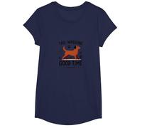 Pata de Amante de los Perros Good Time Que Mueve la Cola Camiseta, Niñas, Azul Marino, Pequeña