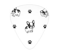 Pata de bulldog francés,12 púas de guitarra, 3 grosores diferentes para guitarra acústica, bajo y ukelele