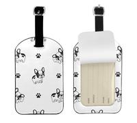 Pata de bulldog francés,Etiquetas de equipaje de cuero sintético con nombre, etiquetas de viaje duraderas, 2 unidades