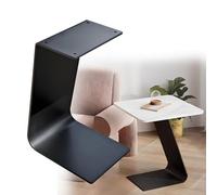 Pata de Mesa Auxiliar Metálica en Forma de C Pack de 1, 48/54/59cm Pies de Mesa de Acero, Soporte para Mesas Lateral de Sofá(Black (T 0.2"),H 59cm/23in)