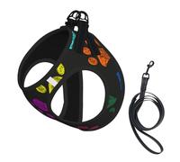 Pata de Perro Colorida arcoíris Linda Mascota Animal,Arnés para Mascotas, arnés Reflectante Ajustable para Perros,S