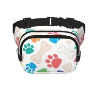 Pata y Hueso de Perro,Riñonera Cuadrada de Doble Capa, Bolso de Viaje, Bolso Informal para el Pecho.