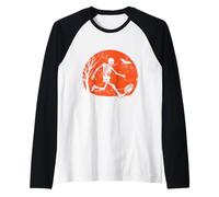 Patada de fútbol Esqueleto bajo la Luna Camiseta Manga Raglan