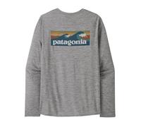 PATAGONIA Camisa gráfica de manga larga Capleen Cool Daily - WATERS 45170 Parallel Import, Blaf (Boardshort Logo Abalone Blue: Pluma Gris), M
