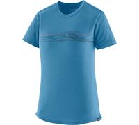 Camiseta técnica Patagonia W's Cap Cool Merino Blend Graphic Shirt (Strata Stripe: Shore Blue) Mujer