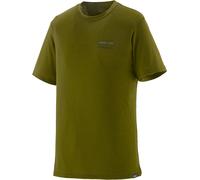 Patagonia - M's Cap Cool Merino Blend Graphic Shirt Fitz Roy Strata: Pond Green de Lana - Talla 126-132 - Caqui Caqui 126-132