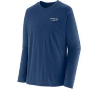Patagonia - Ropa de senderismo - M's L/S Cap Cool Merino Blend Grphc Shirt Hrtg Header Clement Blue de Lana - Talla L - Azul Azul L