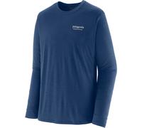 Patagonia - Ropa de senderismo - M's L/S Cap Cool Merino Blend Grphc Shirt Hrtg Header Clement Blue de Lana - Talla S - Azul Azul S