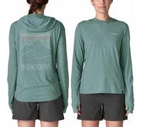 Patagonia - Ropa de senderismo mujer - W's Cap Cool Sun Hoody Peak Visions Nouveau Green Blue Sage X-Dye para Mujer - Talla L - Azul Azul L
