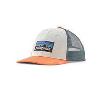 Patagonia - Ropa de senderismo - P-6 Logo LoPro Trucker Hat White w/Peach Sherbet - Blanco Blanco one size