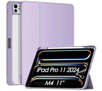 Patamiyar Funda para iPad Pro 11 Pulgadas M4 2024, Funda para iPad Pro 11 2024 con portalápices, Soporte Triple Piel Sintética Funda para iPad 11 Pro 2024 con Encendido/Apagado Automático -Morada