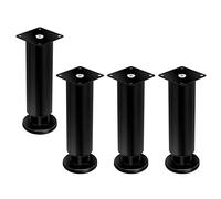 Patas ajustables de acero inoxidable para muebles, paquete de 4 patas de metal para armario y sofá, 25 cm, patas de soporte negras para mesas, armarios y muebles de baño