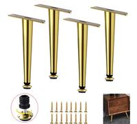Patas ajustables doradas para muebles, 4 patas de repuesto de metal cónico, patas de mesa de hierro para armario de TV, altura ajustable de 0 a 1 cm a 17,5 cm, elegante diseño dorado.