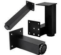 Patas ajustables para muebles, 4 patas cuadradas de aleación de aluminio para sofá, armario y cocina, altura ajustable de 3 a 40 cm, superficie anodizada