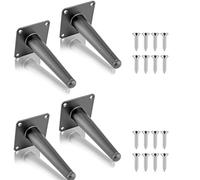 Patas cónicas de acero resistente, 4 patas de metal para muebles con placa superior gruesa, almohadillas antideslizantes, color negro, 60 cm, ideal para reemplazo de sofá, mesa y armario