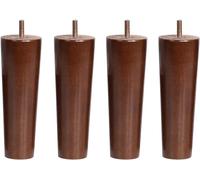 Patas cónicas de madera maciza para muebles, 4 piezas de repuesto de madera de caucho con pernos M6, color nogal, rectos, 60 cm, marrón recto, 50 cm