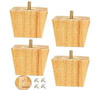 Patas cuadradas de piel de madera, juego de 4 patas de sofá con tornillos M8/M10 y accesorios, color madera, 5 cm, tamaño M10